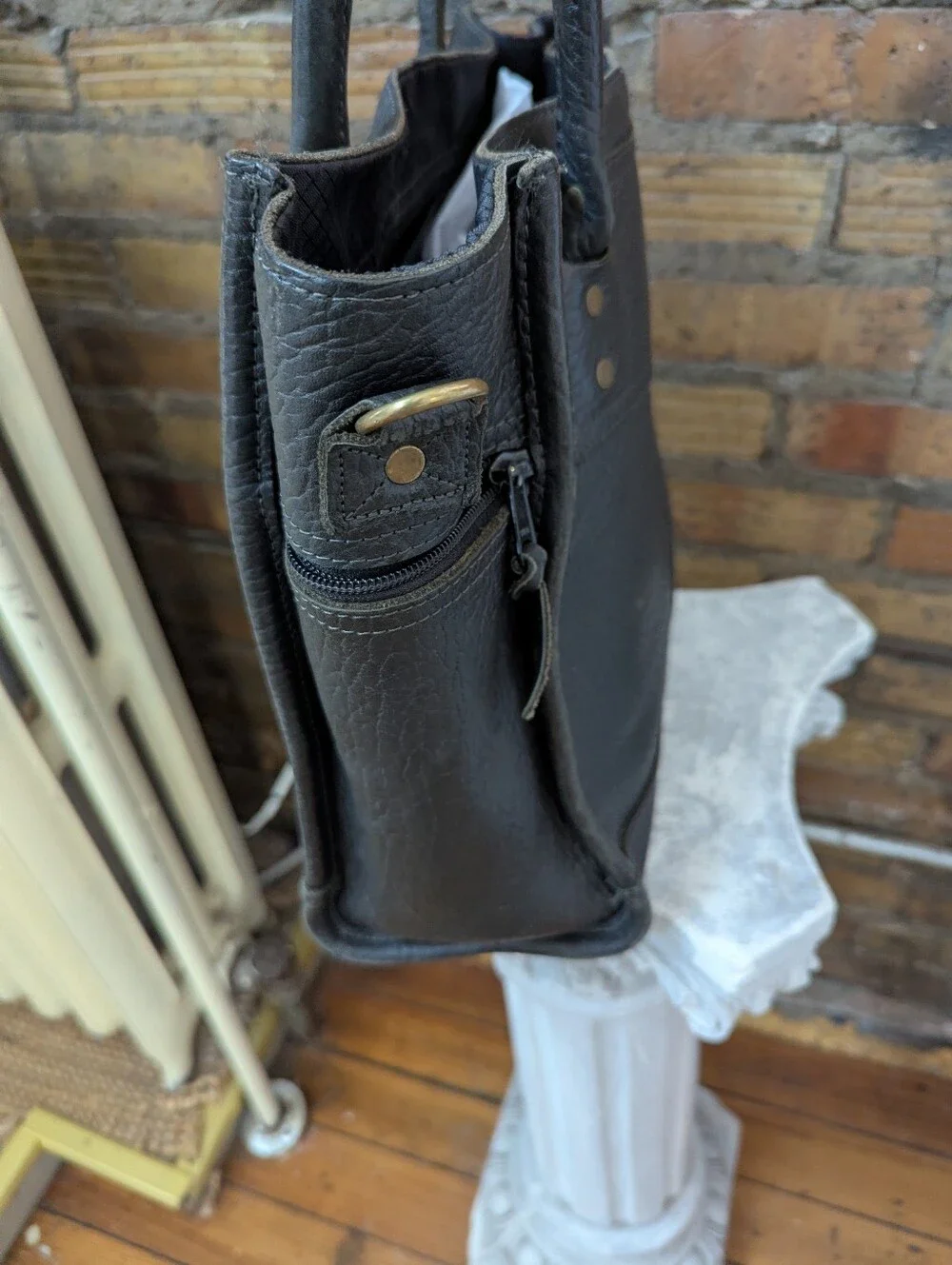 Black Leather Tote Bag - Classic Men's Leather Carryall
